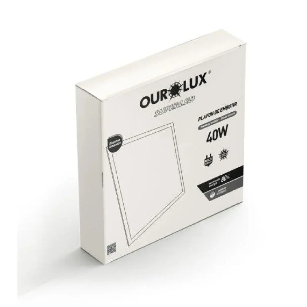 Painel superled de embutir 62X62 4000K Ourolux — fotografia 2