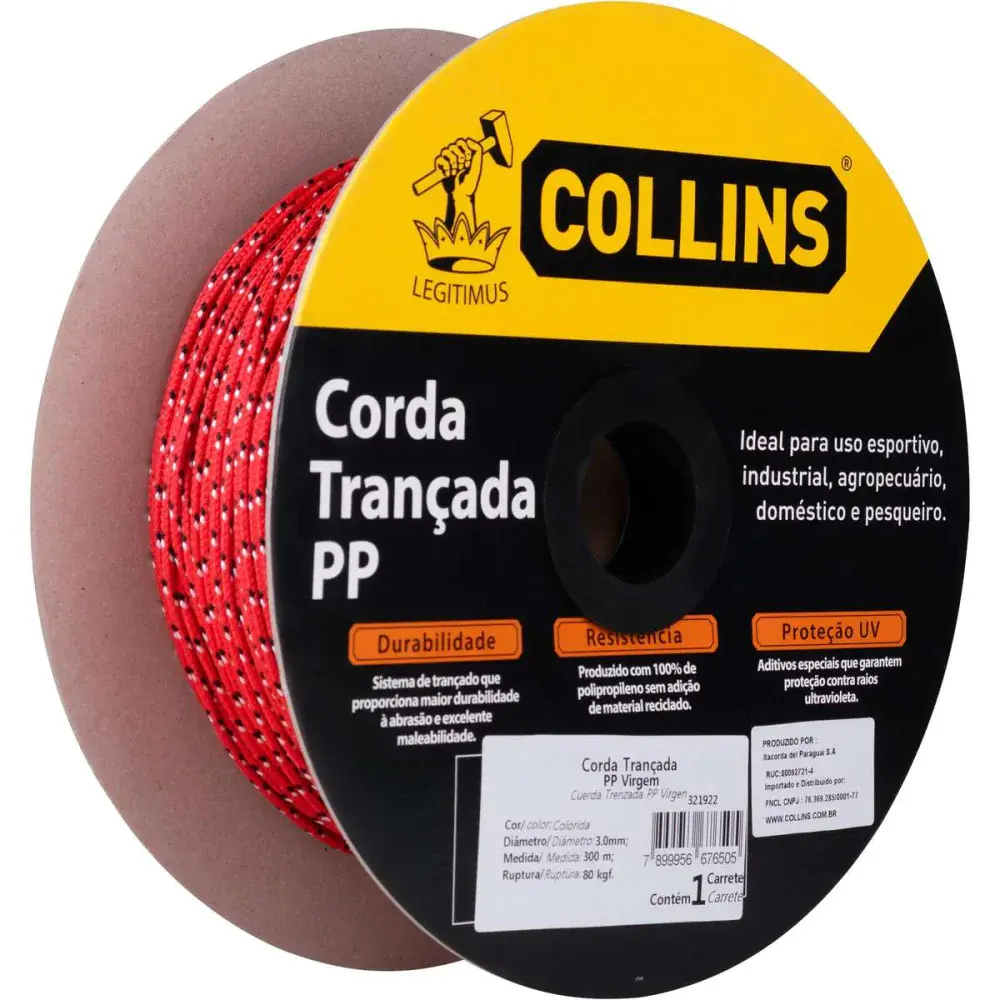 Corda trancada modelo pp 3,0MM color 300M Collins — fotografia de referência