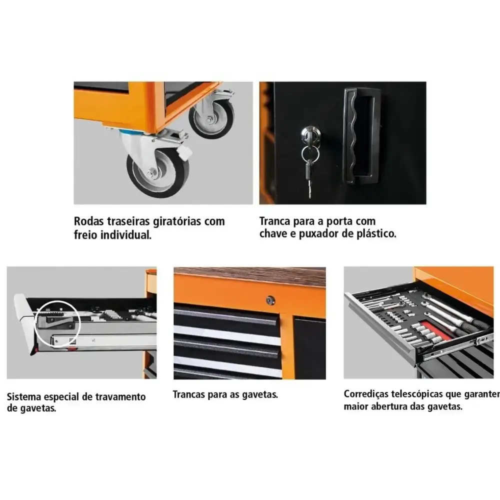 Bancada Móvel 90 x 122 x 60 CM com 6 Gavetas e 1 Porta TRAMONTINA — fotografia 5