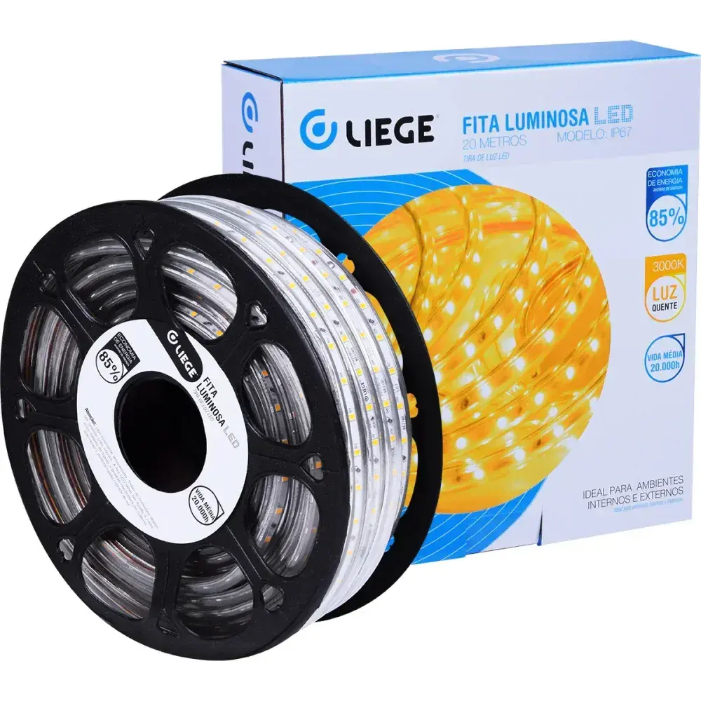 Fita luminosa de led amarela IP67 5W 3000K 220V Liege — fotografia de referência