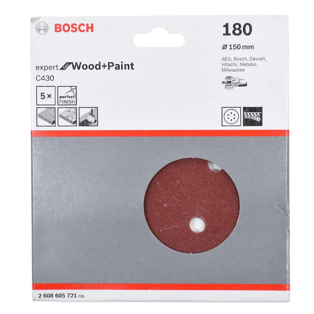 Folha de lixa C430 150MM com 5 unidades Bosch — fotografia de referência
