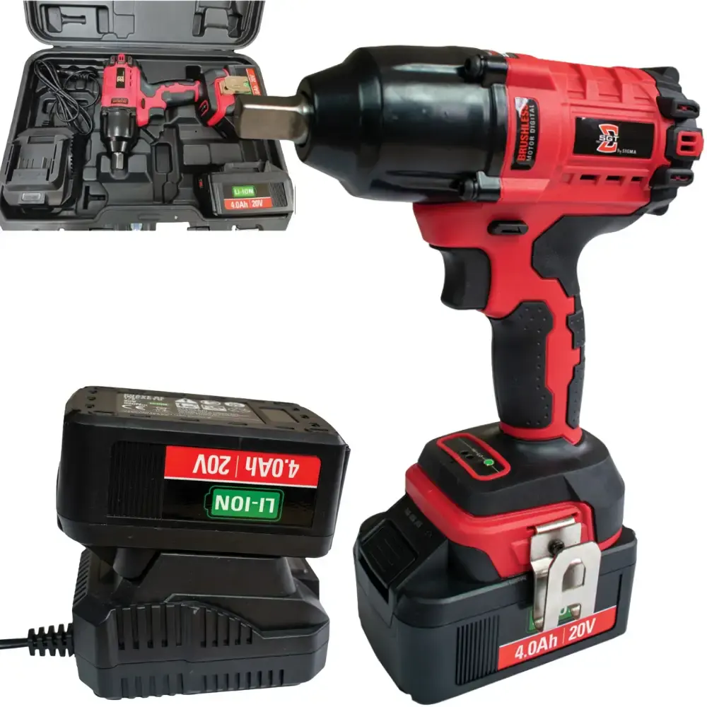 Chave de impacto 20V 1/2 POL 2 baterias carregador bivolt e maleta SGT-7500A sigma
