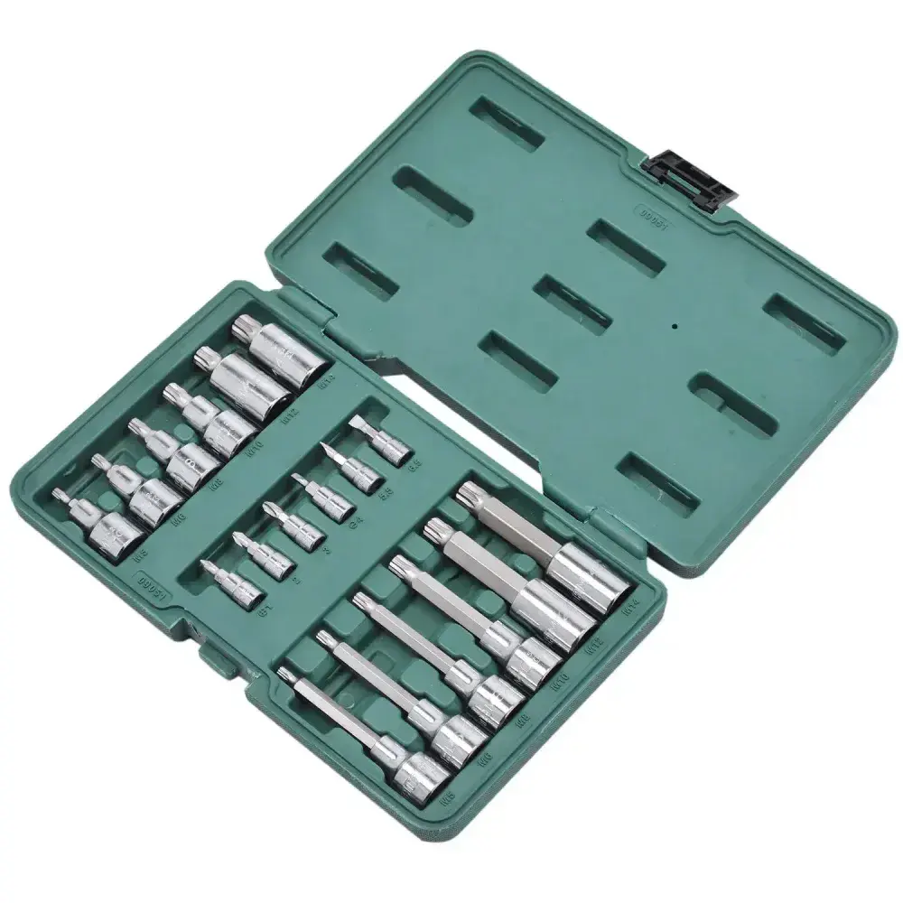 Jogo de soquetes com bits 18 peç 1/4 e 1/2” Sata — fotografia 3