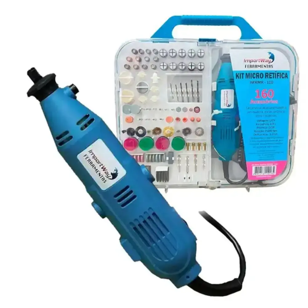 Micro retifica com maleta e kit 160 peças iwkmr ImportWay 110 V — fotografia 6