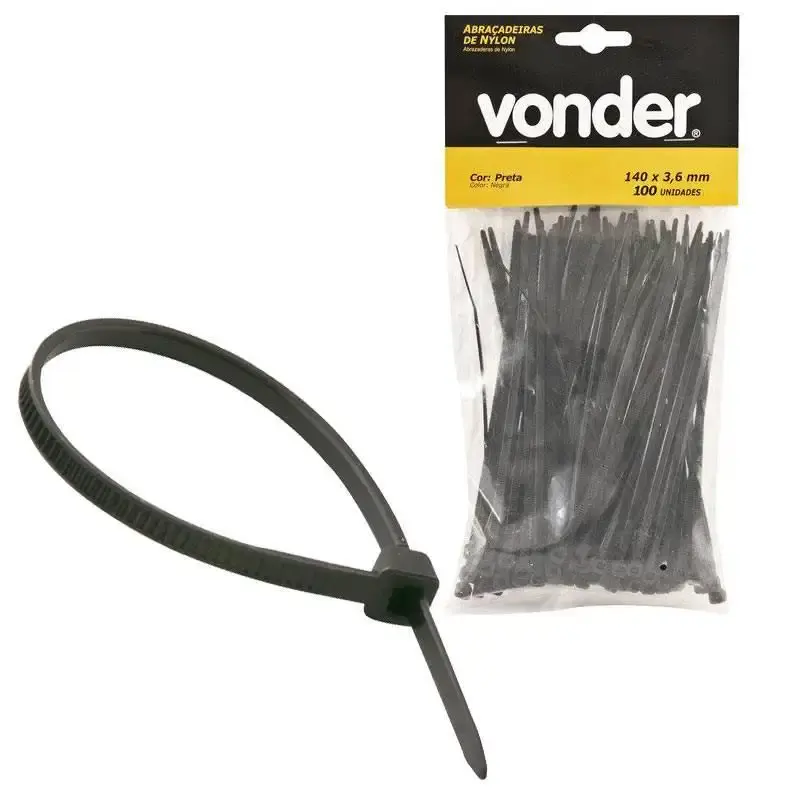 Abraçadeira de Nylon 140 x 3.6 MM Preta VONDER — fotografia de referência