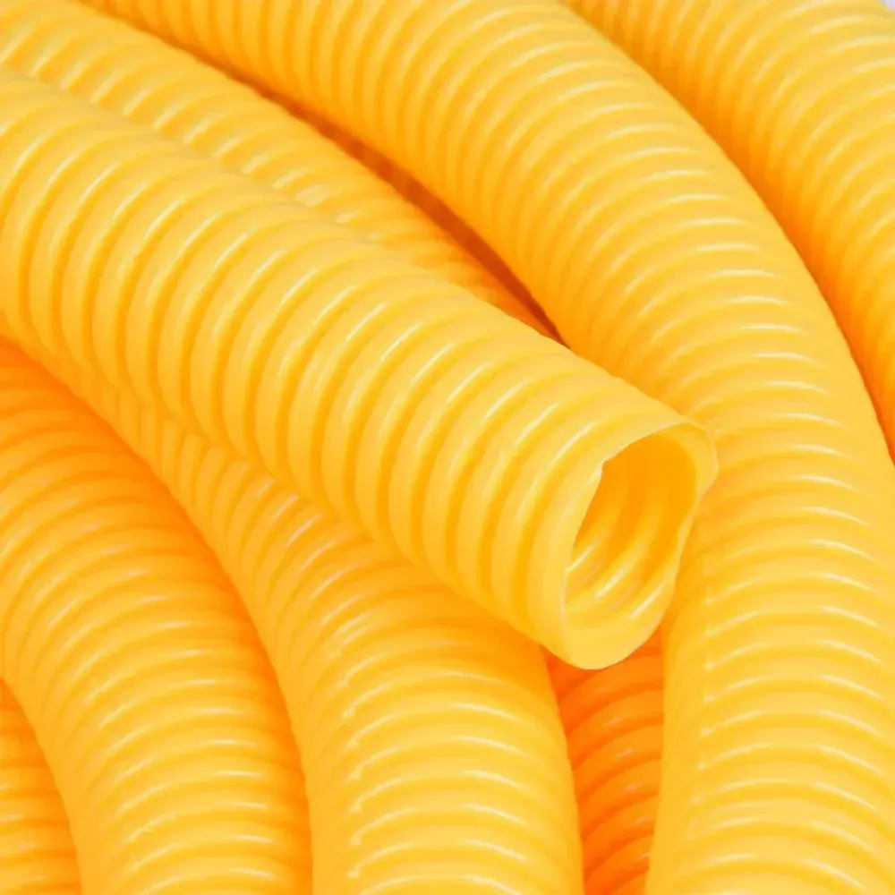 Eletroduto corrugado em pvc amarelo 25MMX50M Liege — fotografia 3