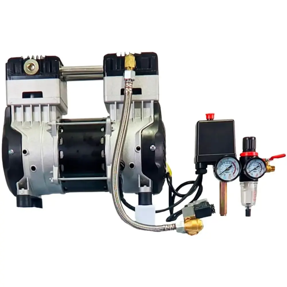 Compressor de ar portátil 10,6 pés 2 HP 50 litros silencioso isento de óleo 1500-50L Compbrasil 220 V — fotografia 5