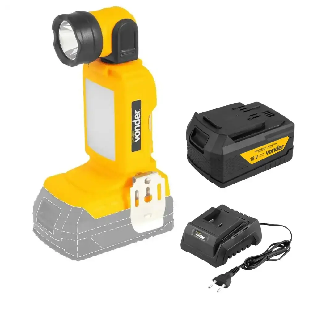 Lanterna LED 18V ILV-1810 com bateria 4AH e carregador bivolt Vonder