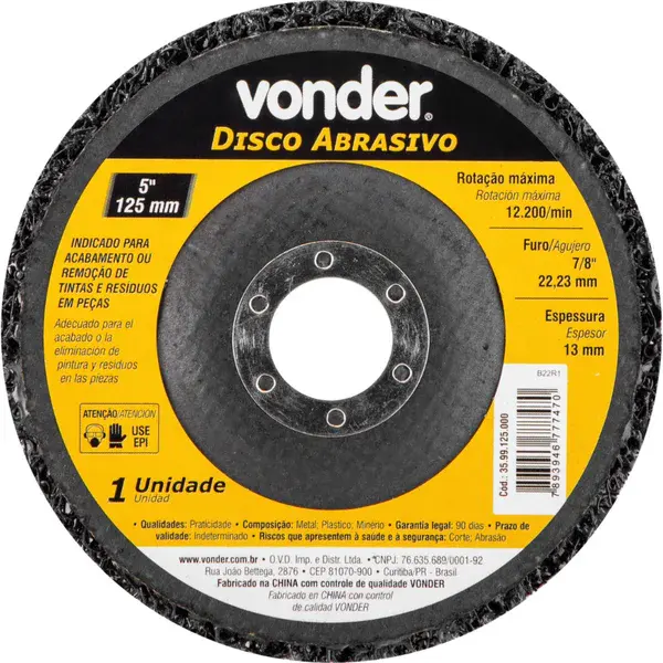 Disco abrasivo removedor 125MM - Vonder — fotografia de referência