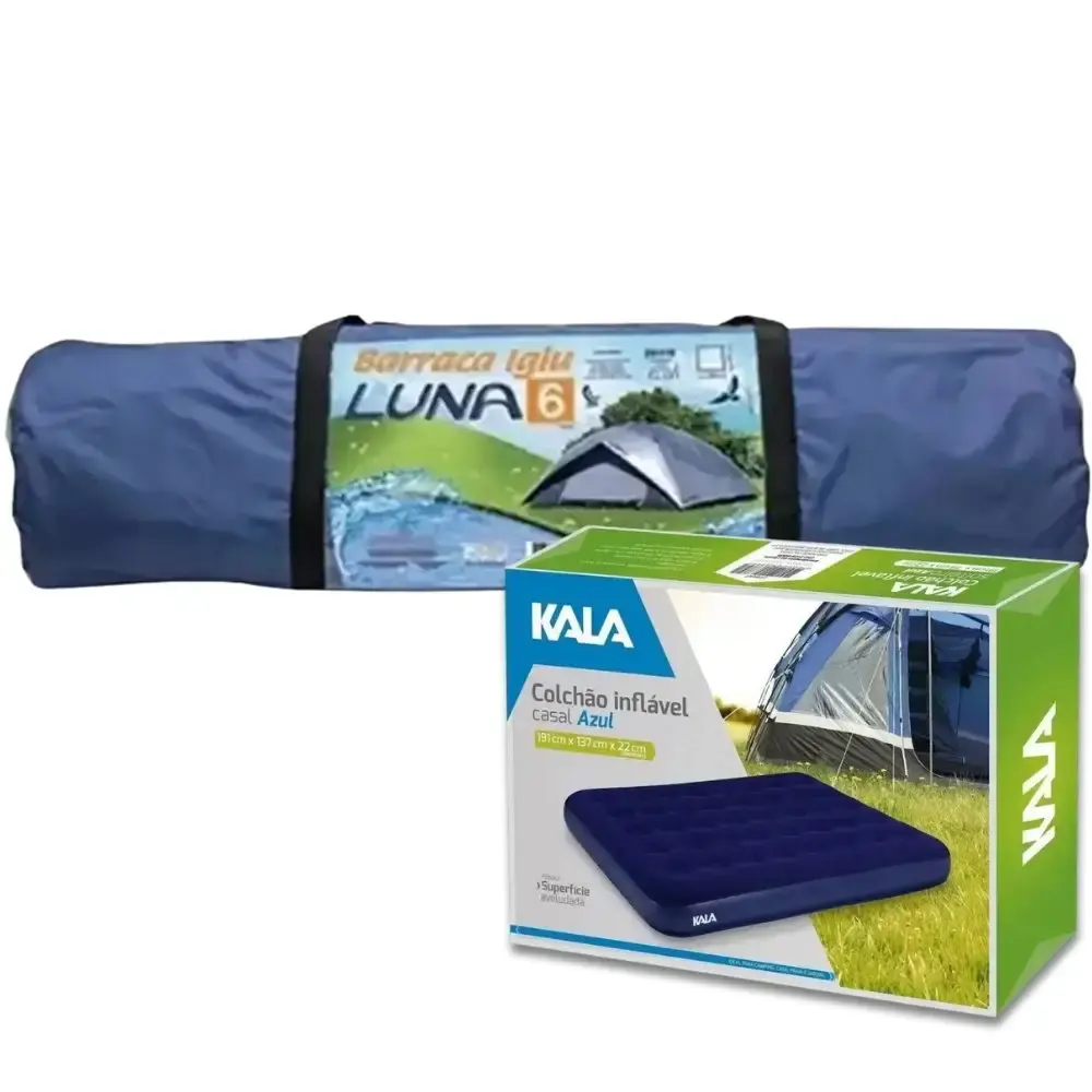 Barraca para camping com proteção 6 pessoas luna e colchão inflável casal kala Mor — fotografia 3