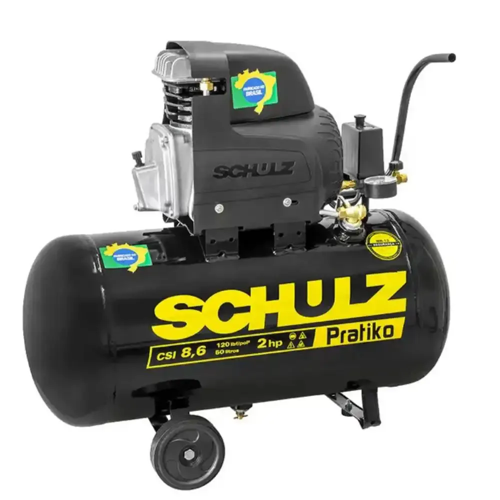 Compressor de ar de pistão 2.0 HP 50 litros 8.6 pés pratiko CSI 8.6|25 Schulz 220V — fotografia de referência