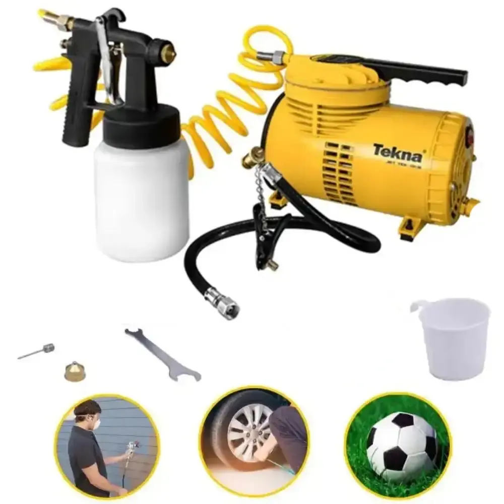 Compressor de ar direto 1/4 HP 50 PSI kit de acessórios bivolt CD12151BK Tekna — fotografia de referência