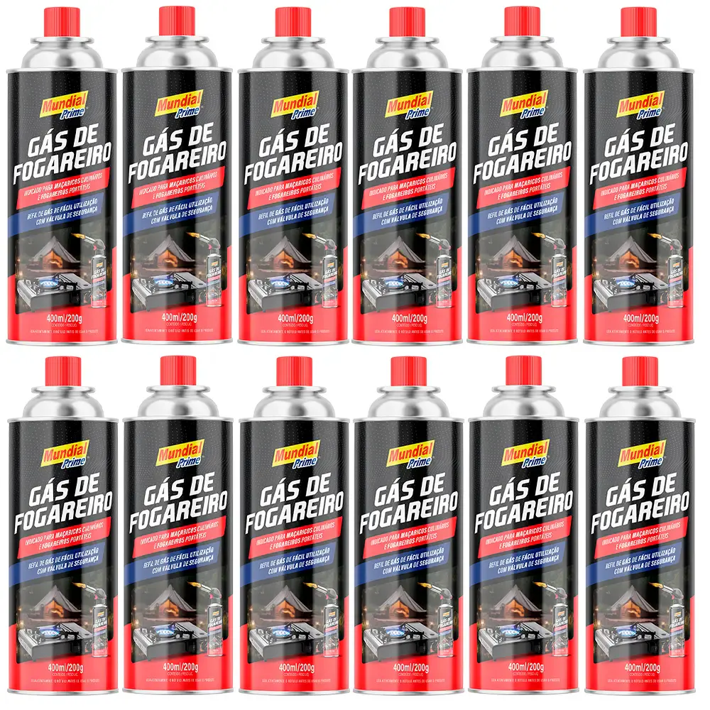 Gás para maçarico e fogareiro 400ML 12 unidades aeroflex Mundial — fotografia de referência
