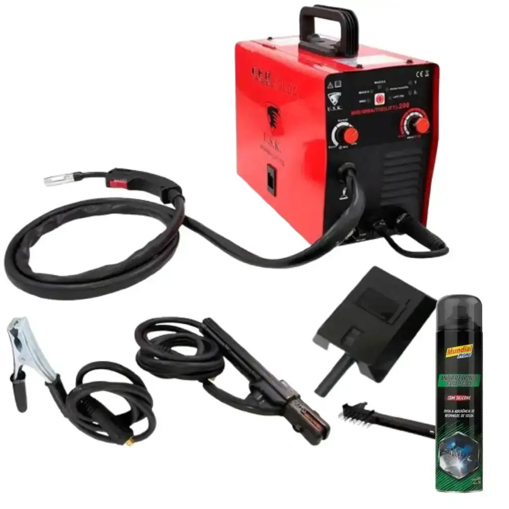 Máquina de solda multiprocesso mig mma tig LIFT-200 220V USK com anti respingo spray 400ML mundial prime 220 V — fotografia de referência