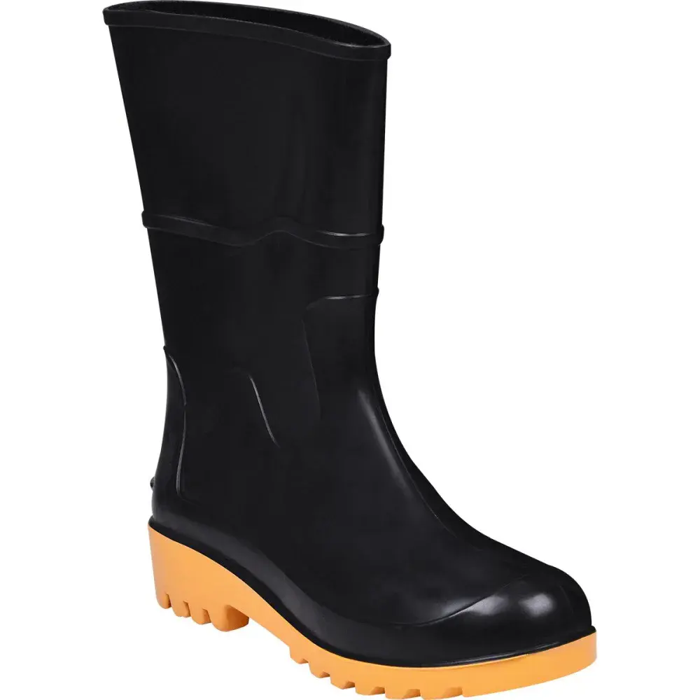 Bota pvc preta/amarela cano médio sem forro N°42 Worker — fotografia 3