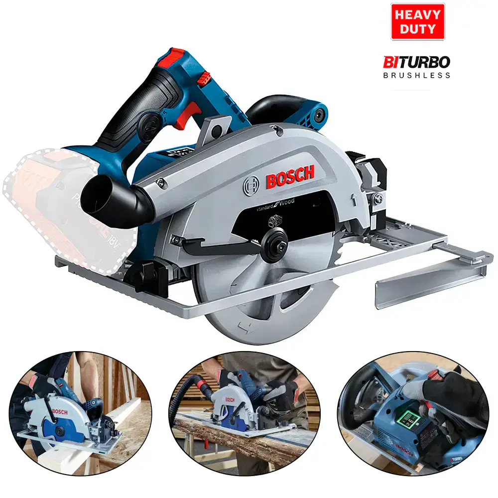 Serra circular 7.1/4 POL à bateria 18V biturbo brushless GKS 18V-68 GC sem bateria Bosch — fotografia de referência