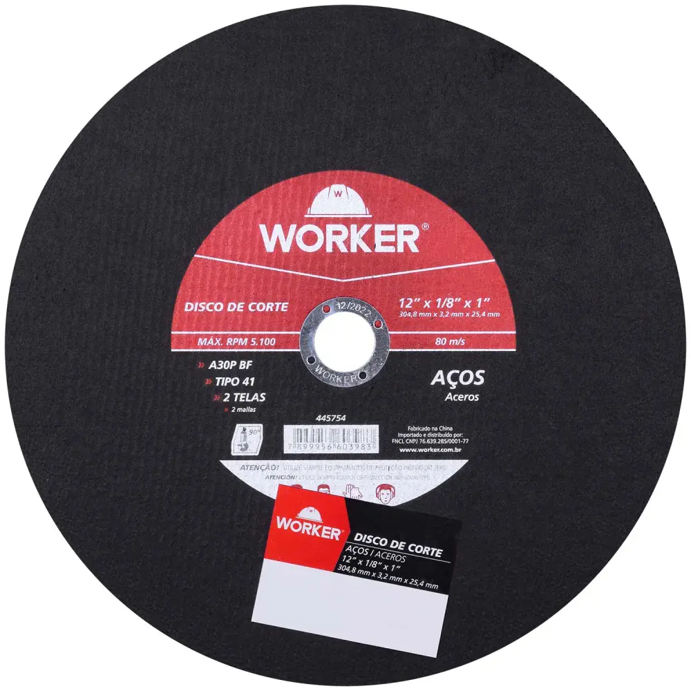 Disco de corte para aço com 2 telas 12 Worker
