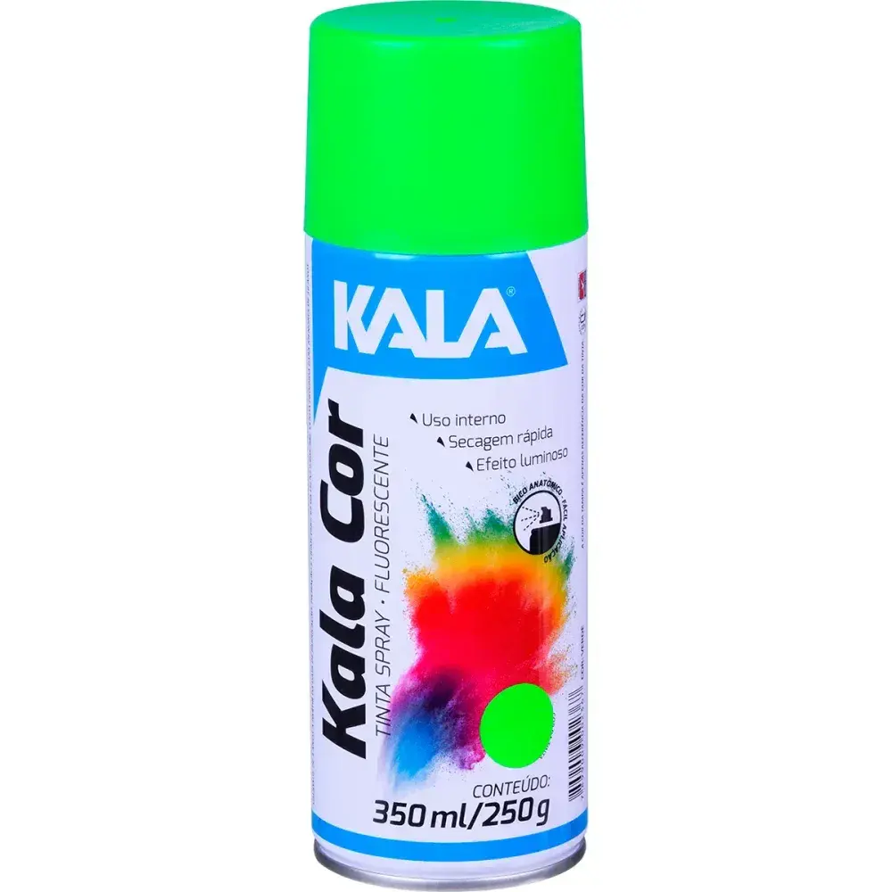 Tinta spray fluorescente verde 350ML Kala — fotografia 5