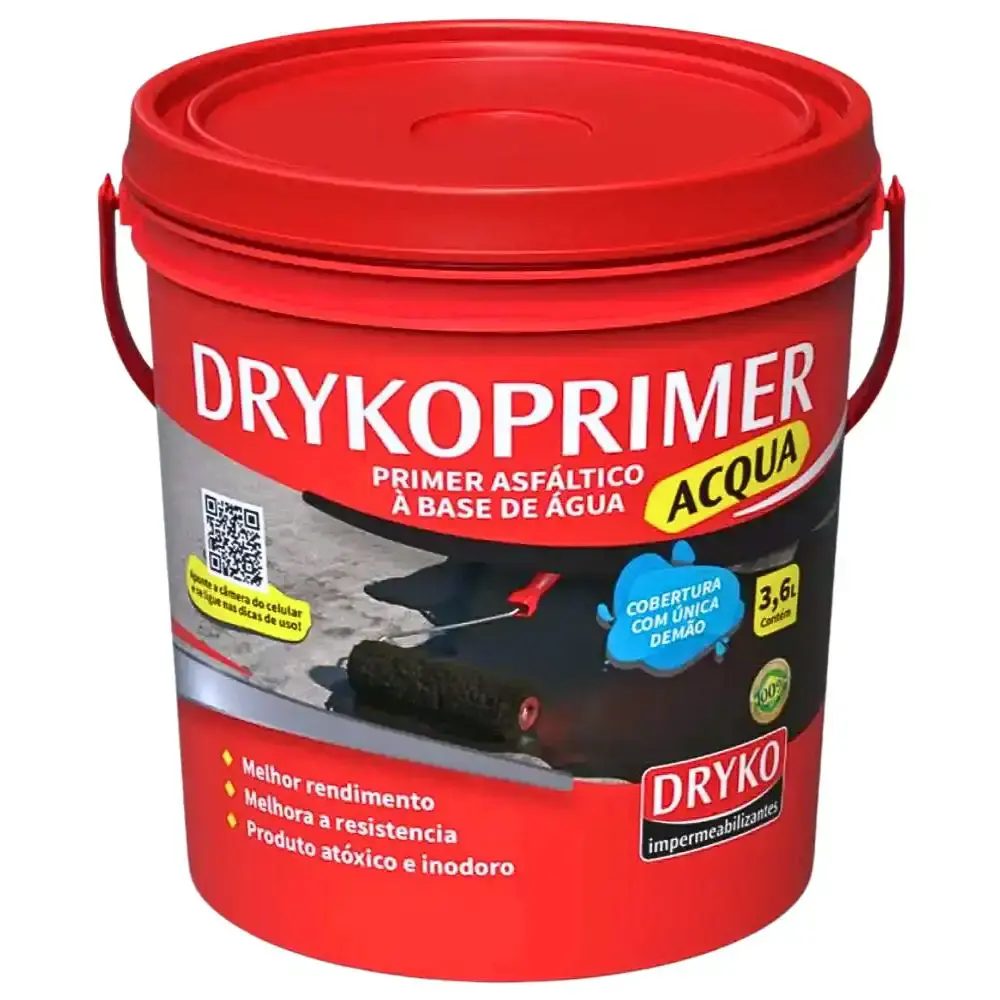 Primer Asfáltico 3,6 L Drycoprimer Acqua Fita e Autoadesiva Asfáltica Vedatudo 30 cm x 10 M DRYKO — fotografia 3