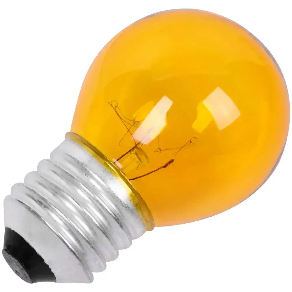 Lâmpada bolinha 15W E27 amarela incandescente Liege 220V — fotografia 6