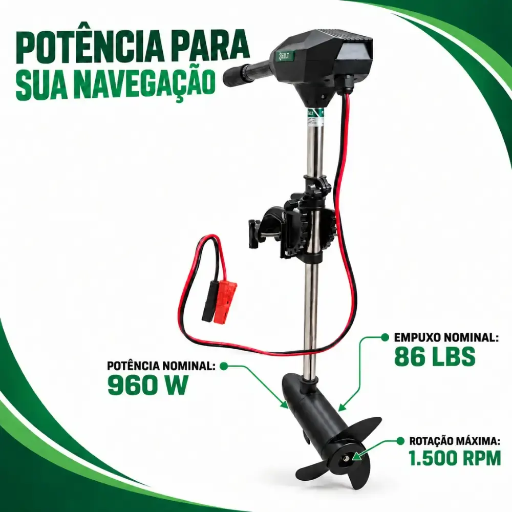 Motor elétrico de popa 24V 86LB para barco canoa caiaque 960W digital haste ajustável Zelt — fotografia 6