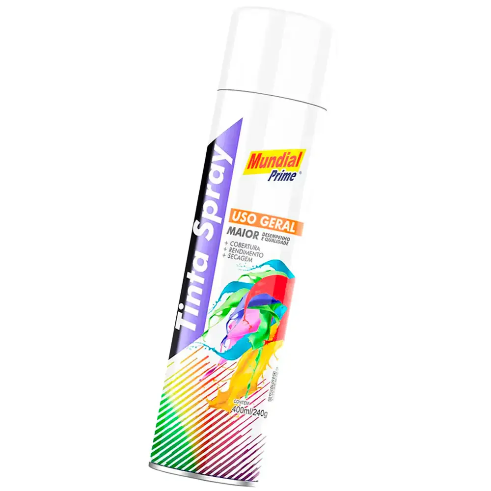 Tinta spray 400ML branco fosco 02 uni mundial prime — fotografia 5