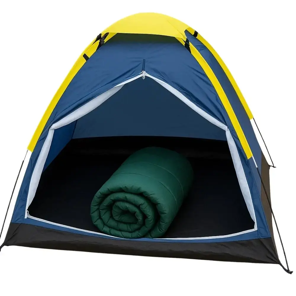 Barraca iglu para camping azul 2 pessoas com saco de dormir Mor — fotografia 3