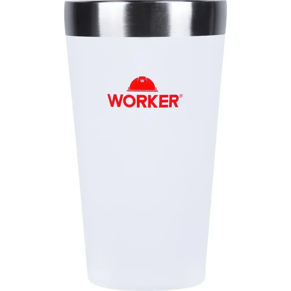Copo térmico em aço inoxidável branco/vermelho 473ML Worker — fotografia 7