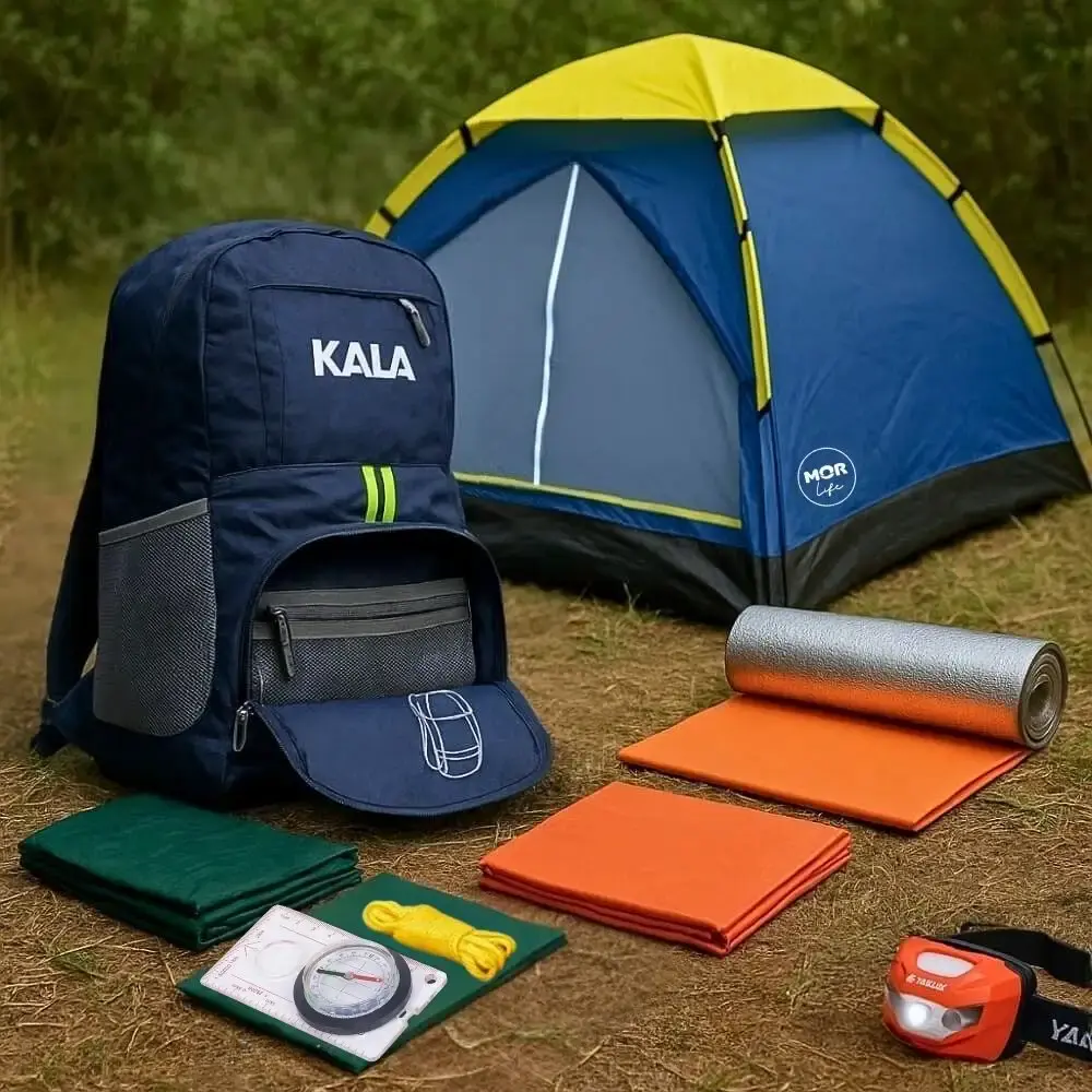 Kit mochila completo legendário para acampamento Kala — fotografia de referência