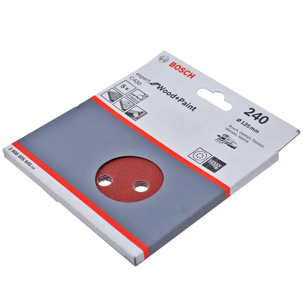 Lixa disco velcro para madeira 5 peç 125MM G240 Bosch — fotografia 4