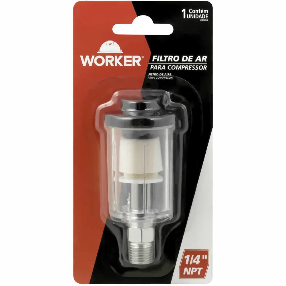 Filtro de ar 1/4" npt em alumínio para compressor Worker — fotografia 5