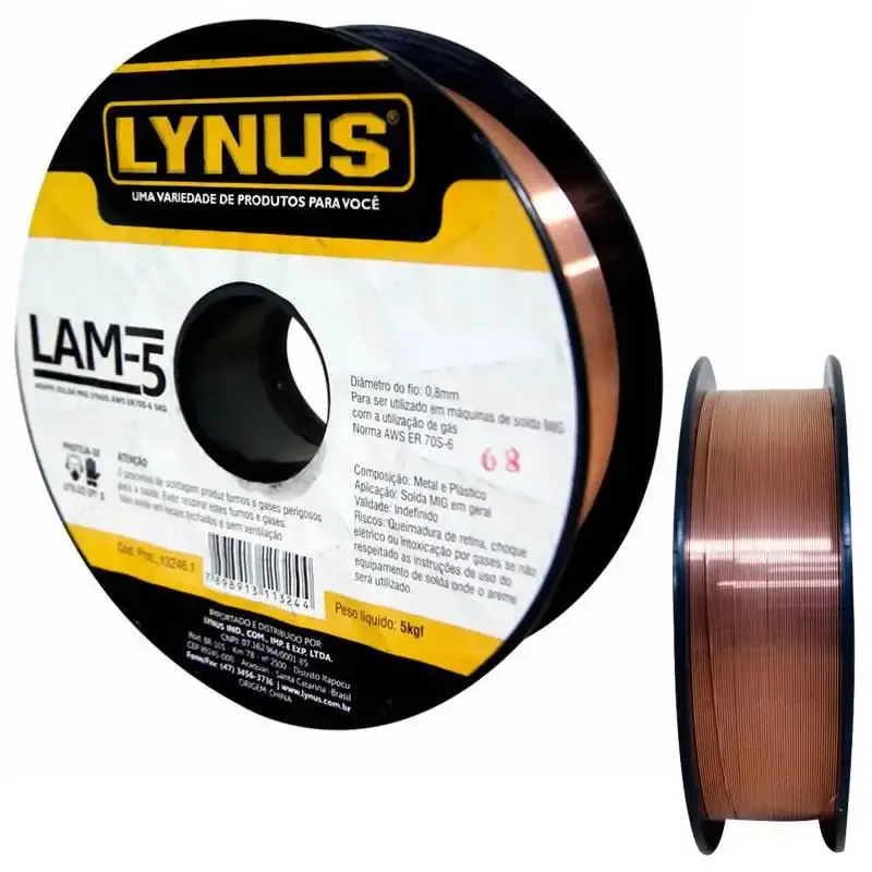 Arame para solda mig 0.8 MM rolo 5.0 KG LAM-5 Lynus