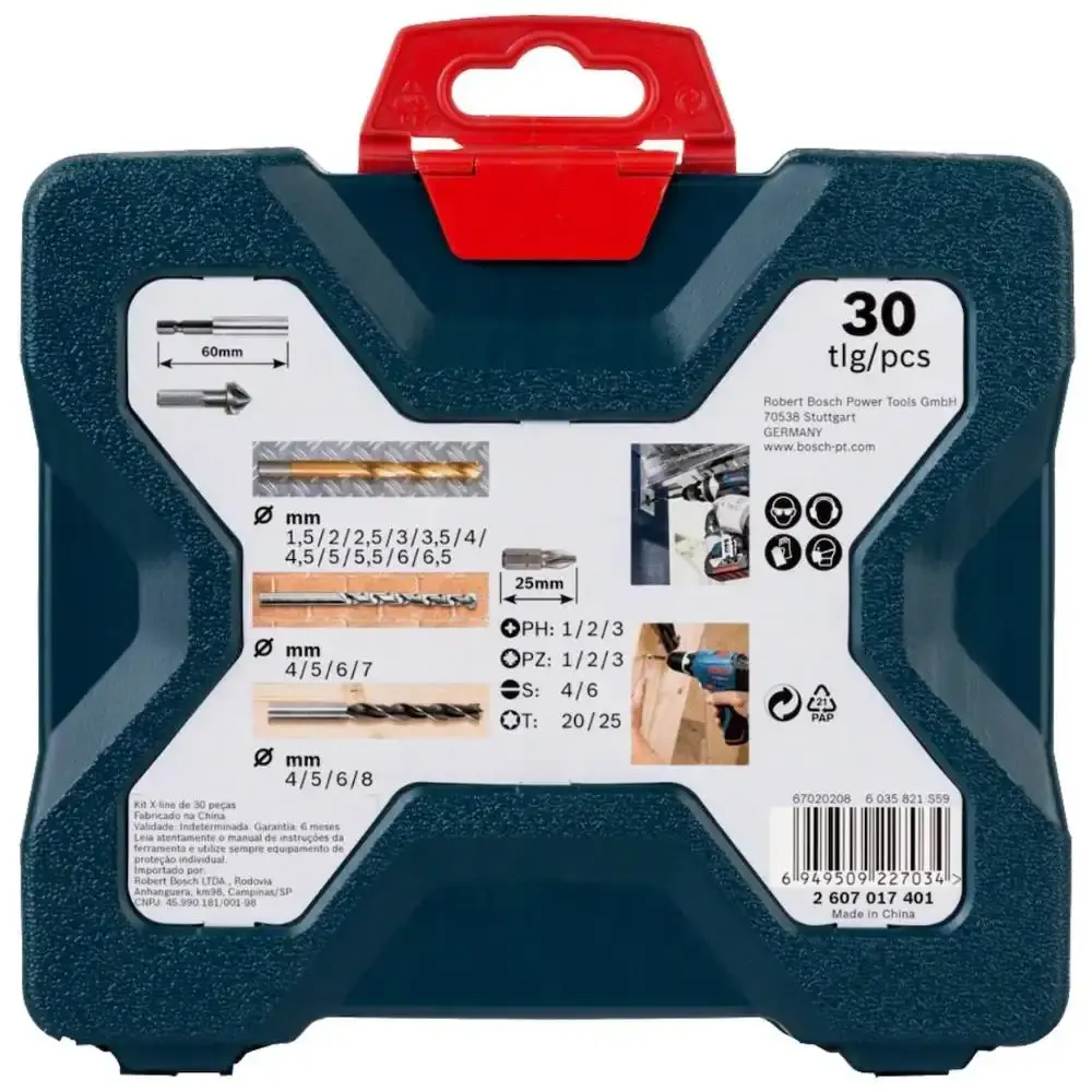 Parafusadeira de impacto 65NM com 2 baterias 18V 2,0AH carregador e kit brocas 30 peças Bosch — fotografia 6