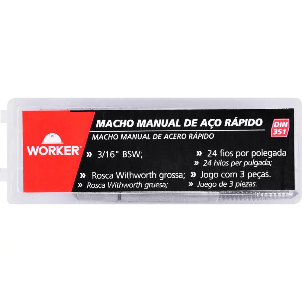 Jogo de macho manual DIN351 bsw 3/16 3 peç Worker — fotografia 7