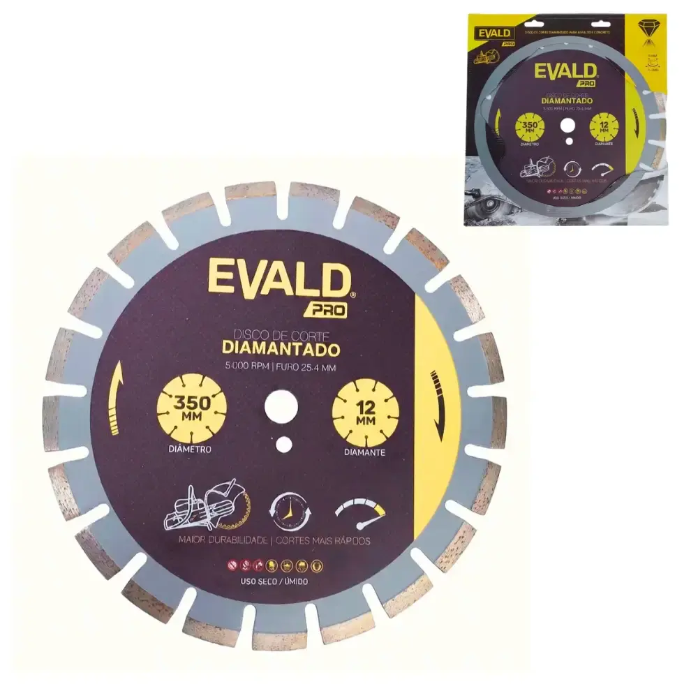 Disco de corte diamantado 350 MM 14 POL para asfalto e concreto segmentado Evald PRO — fotografia de referência