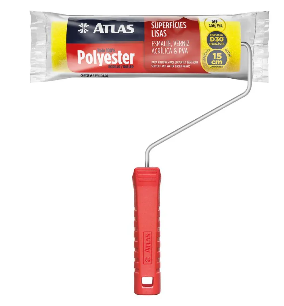 Rolo de pintura de espuma amarela poliéster 15CM Atlas — fotografia de referência