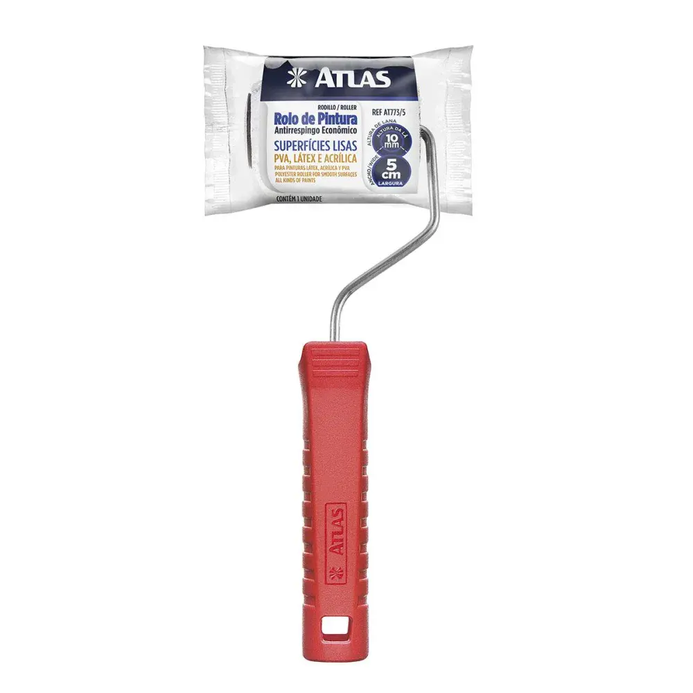 Rolo de pintura de lã sintética com manta 10MMX5CM Atlas