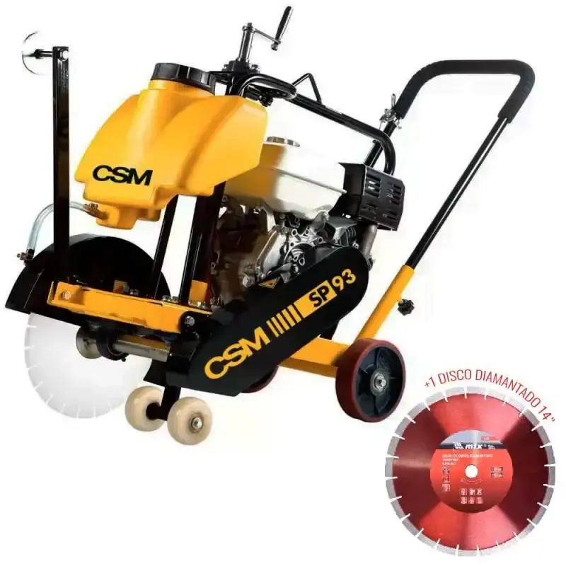 Cortadora de piso e asfalto 9.0 HP à gasolina 350MM SP93 CSM + disco diamantado