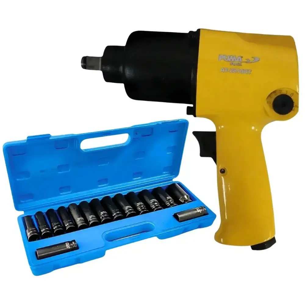 Chave de impacto 1/2 POL Puma com jogo soquetes 10-27 MM 15 peças evald — fotografia de referência