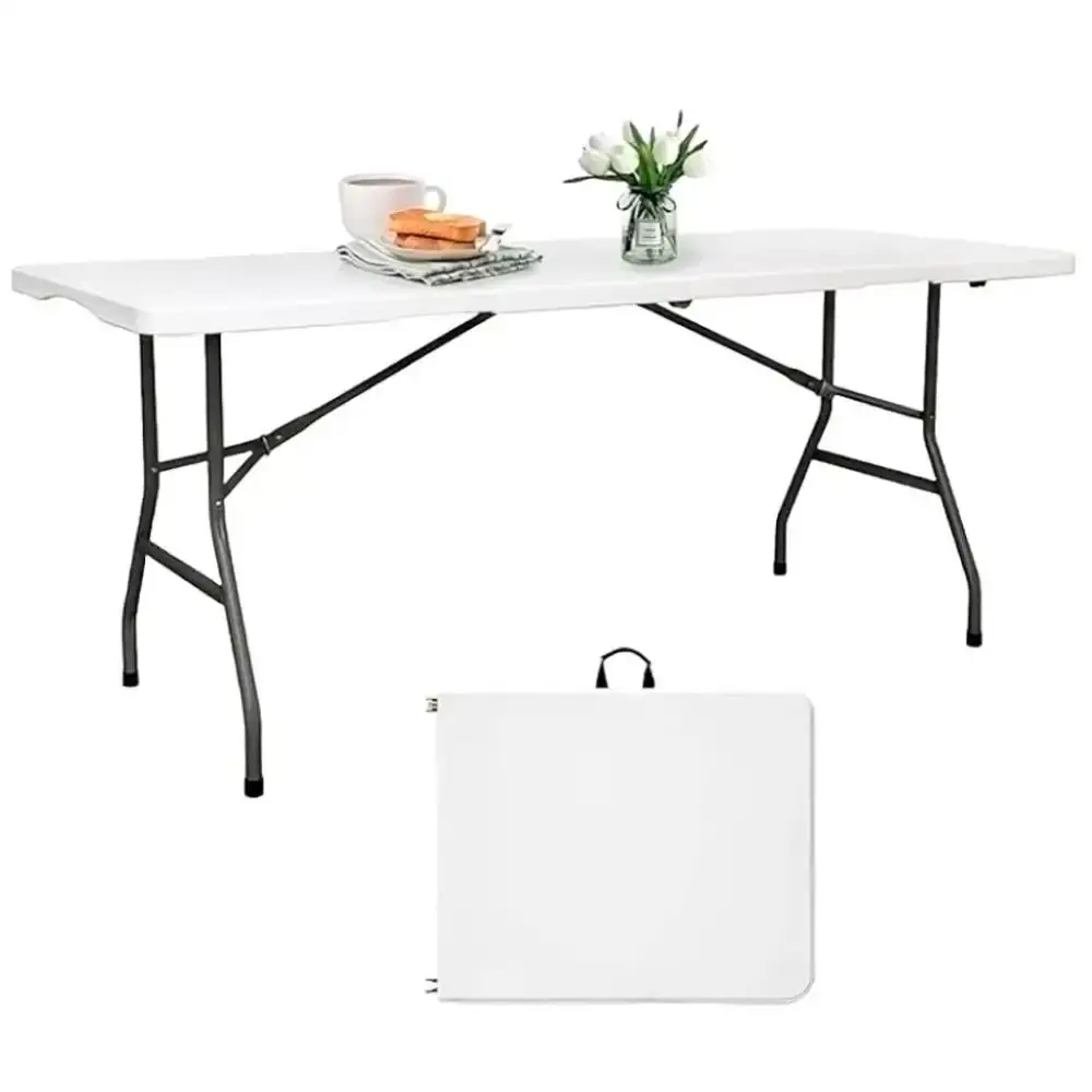 Mesa Dobrável Vira Maleta com Alça 180 × 70 CM Portátil até 150 KG ZELT Preto — fotografia 10
