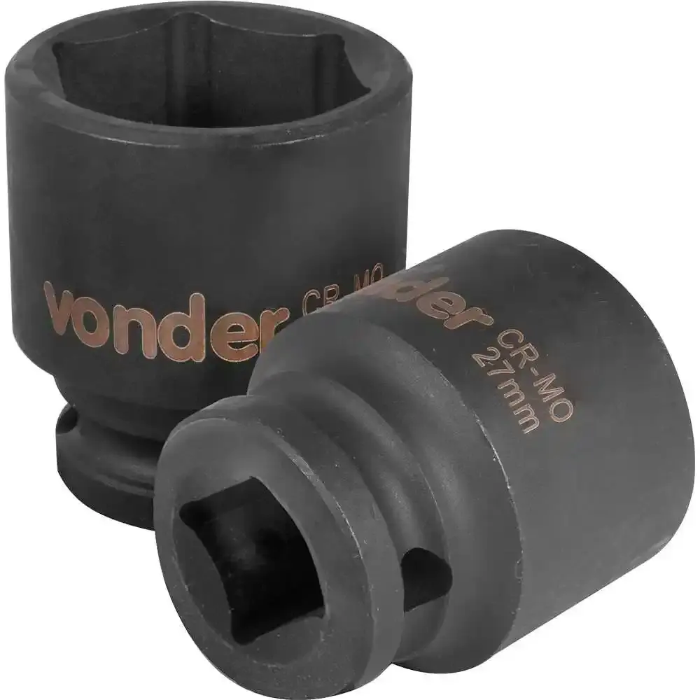 Soquete Sextavado de Impacto Encaixe 1/2 polegada 27Mm Cromado VONDER — fotografia de referência