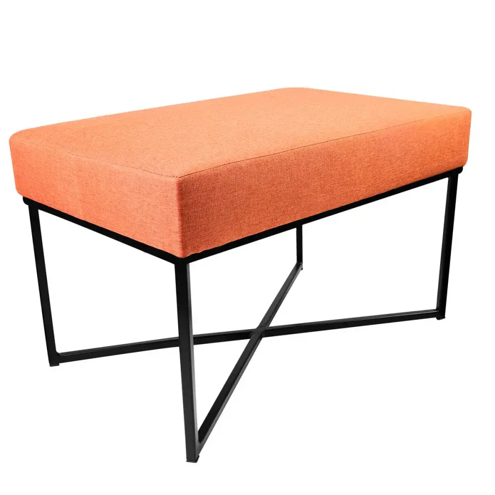 Puff retangular cor tijolo base preta 72X36X39CM bhela decor — fotografia 4