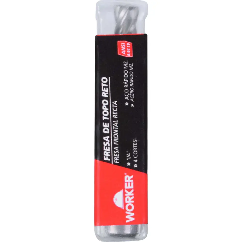 Fresa de topo reto aço rápido 1/4” haste 3/8” Worker — fotografia 6