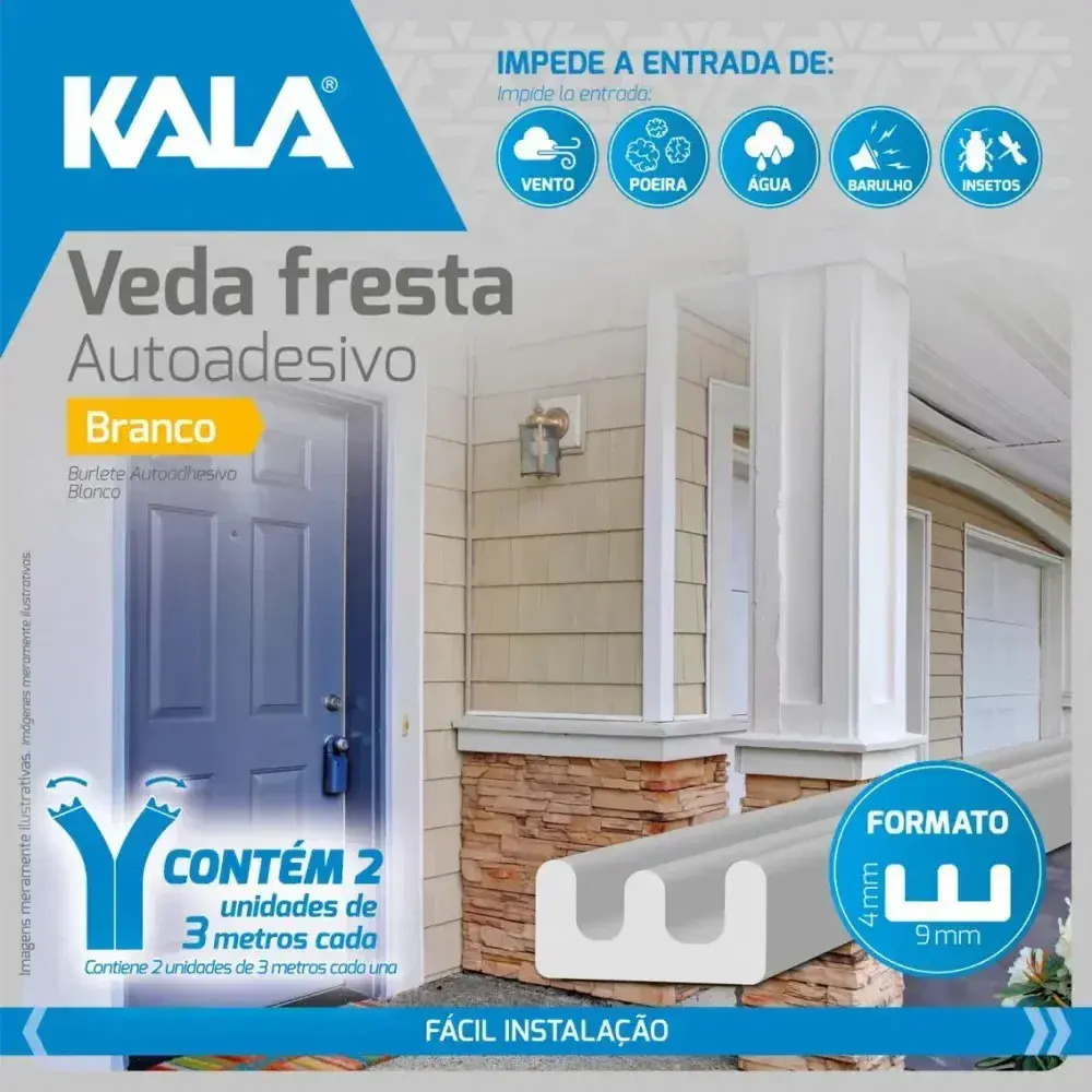Veda fresta autoadesivo e 9X4MM-6M branco Kala — fotografia 8