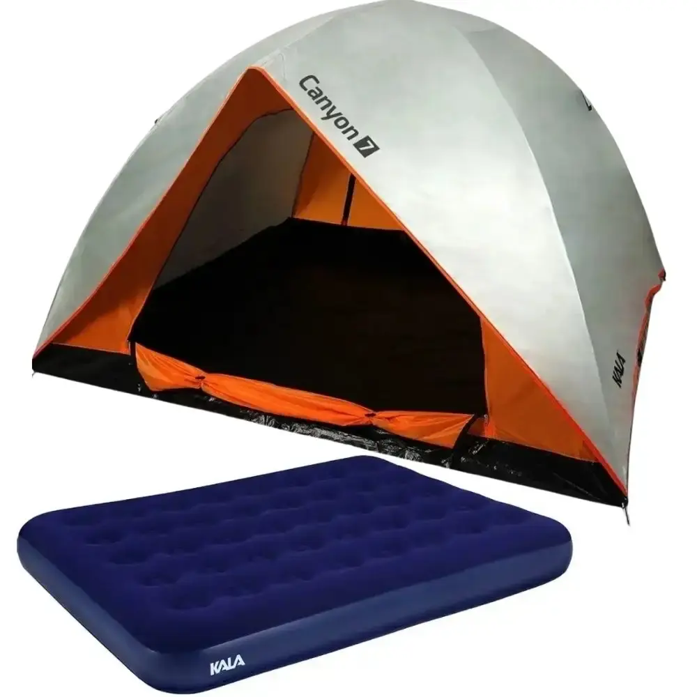 Barraca para camping 7 pessoas canyon com colchão inflável de casal Kala — fotografia de referência