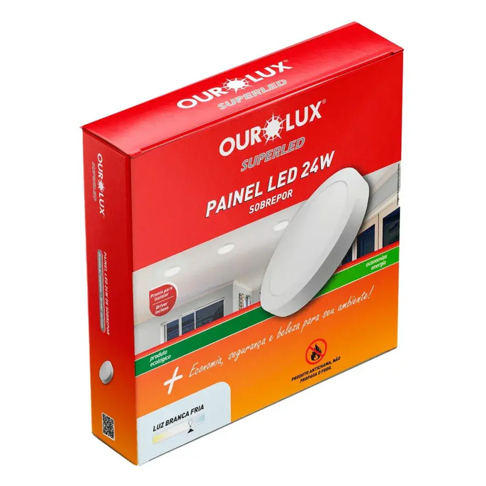 Painel led redondo sobrepor 28CM 24W 6500K biv Ourolux — fotografia 2
