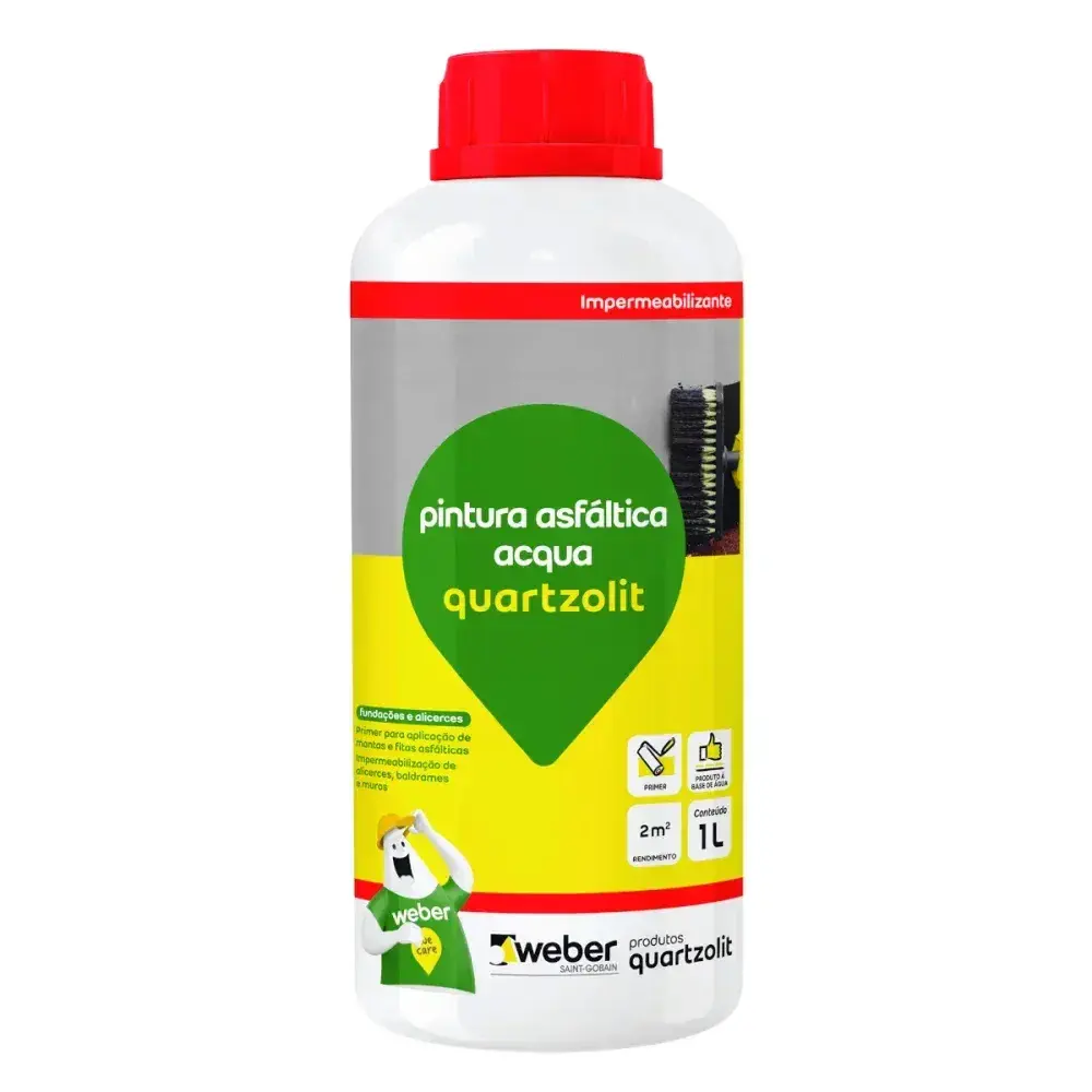 Pintura asfáltica acqua preto 1L Quartzolit
