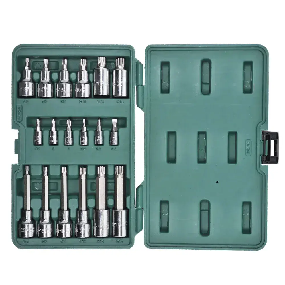 Jogo de soquetes com bits 18 peç 1/4 e 1/2” Sata