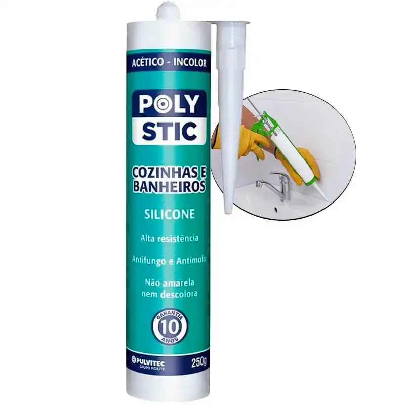 Silicone tubo 250G incolor acético para cozinha e banheiro ZK132 Pulvitec — fotografia de referência