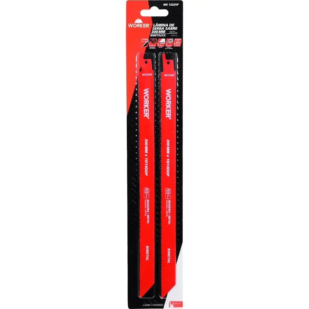 Lâmina para serra sabre bimetálica 1/2” 300MM 10/14 dentes Worker — fotografia 10